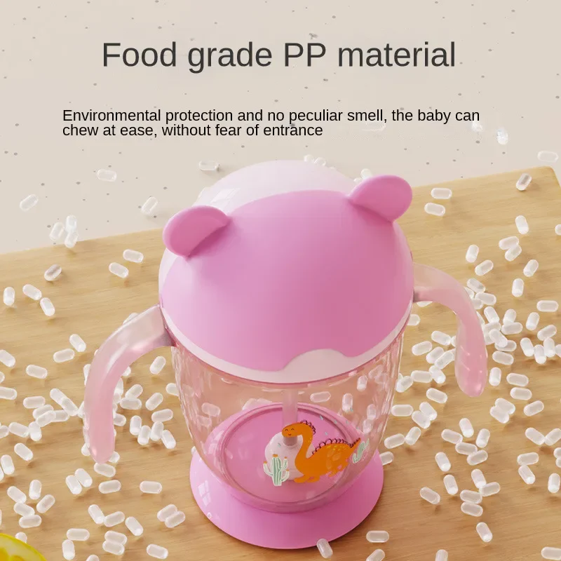 300ml Child Water Bottle Baby Sippy Cups Anti-choked Kids Learning Drinking Water Leakproof Cup Cute Cartoon Bear Straw Cup