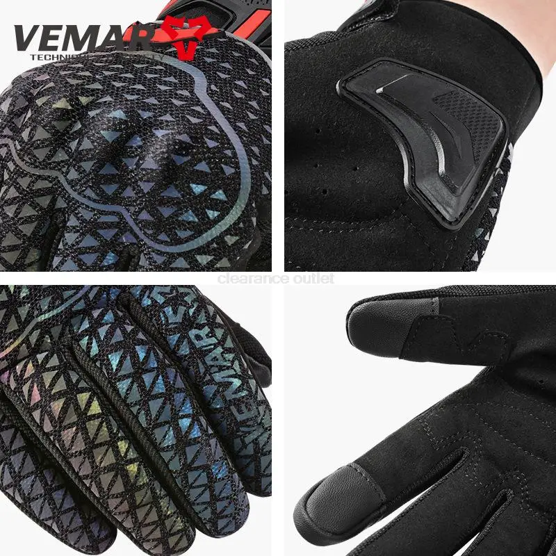 Men Reflective Motorcycle Gloves Guantes Moto Touch Screen Motorbike Motocross Riding Gloves Moto Breathable Riding Gloves