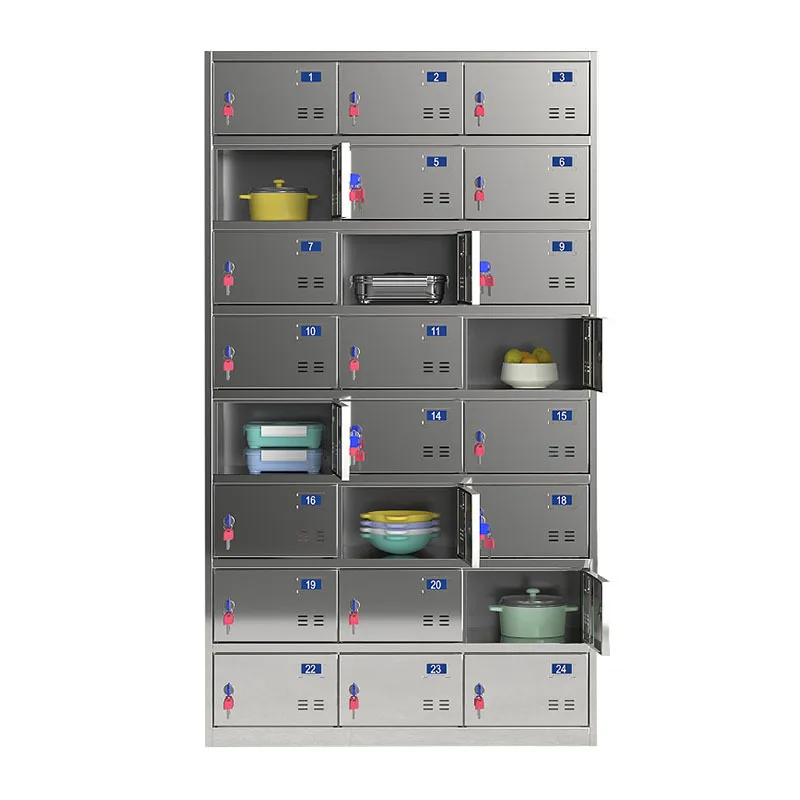

Stainless steel tableware cabinet, canteen restaurant multi-grid door tableware cabinet