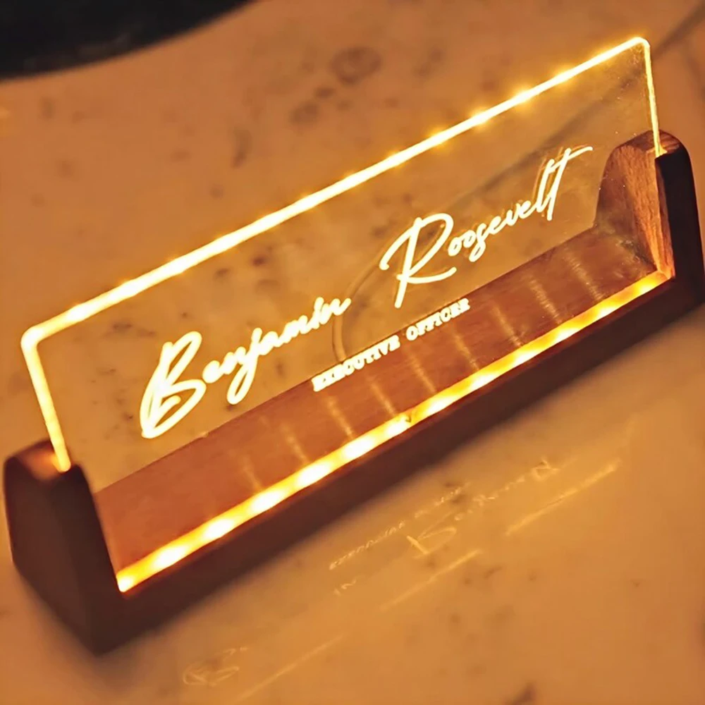 Personalized Acrylic Led Nameplate Custom Acrylic Plaque Office Desk Logo Table Decor New Job Promotion Gift Teacher's Day Gift