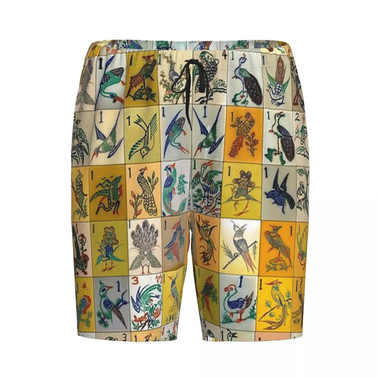 

Мужские пижамные шорты/брюки для сна и отдыха с принтом птиц в стиле маджонг