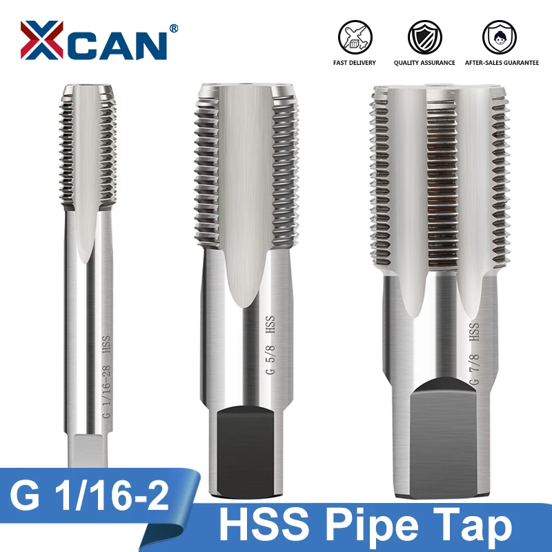 XCAN HSS Pipe Tap G1/16 1/8 1/4 3/8 1/2 5/8 3/4 7/8 1 1-1/8 1-1/4 1-3/8 2'' Metal Screw Thread Tap Threading Tools Hand Tools
