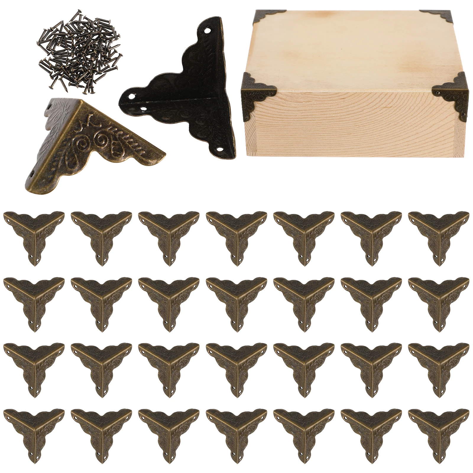 30 قطعة حشوات للزوايا المطبوعة تقليم معدني عتيق للأثاث حافة حماية الجدول خزانة درج غطاء غبار قوس الأجهزة #6