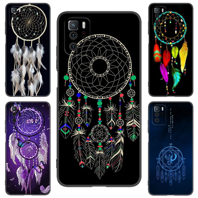 Dreamcatcher Art Black Silicone Phone Case For Xiaomi Redmi Note 10 11 11S 12 12R 13 13R Pro 12S 4G 11T 5G Plus 10S