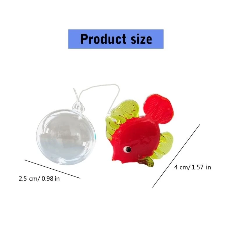 

652F Set of 6 Artistic Glass Hanging Fish with Bubble, Window Charm Aquarium Float Decoration for Home and Office