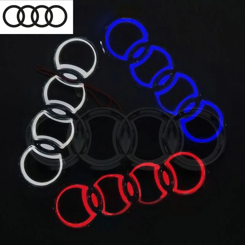 5D refitted LED light flat trunk logo is suitable for Audi A3A4A5AAA7A8S3 S4 S5 S6 S7 Q3 Q7TT decorative accessories.