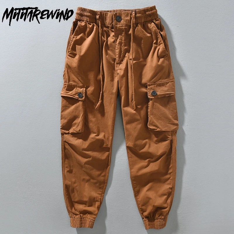 

Youth Streetwear Vintage Cargo Pants Men Four Seasons High Street Men's Pants Drawstring Elastic Waist Pants Causal Baggy Pants