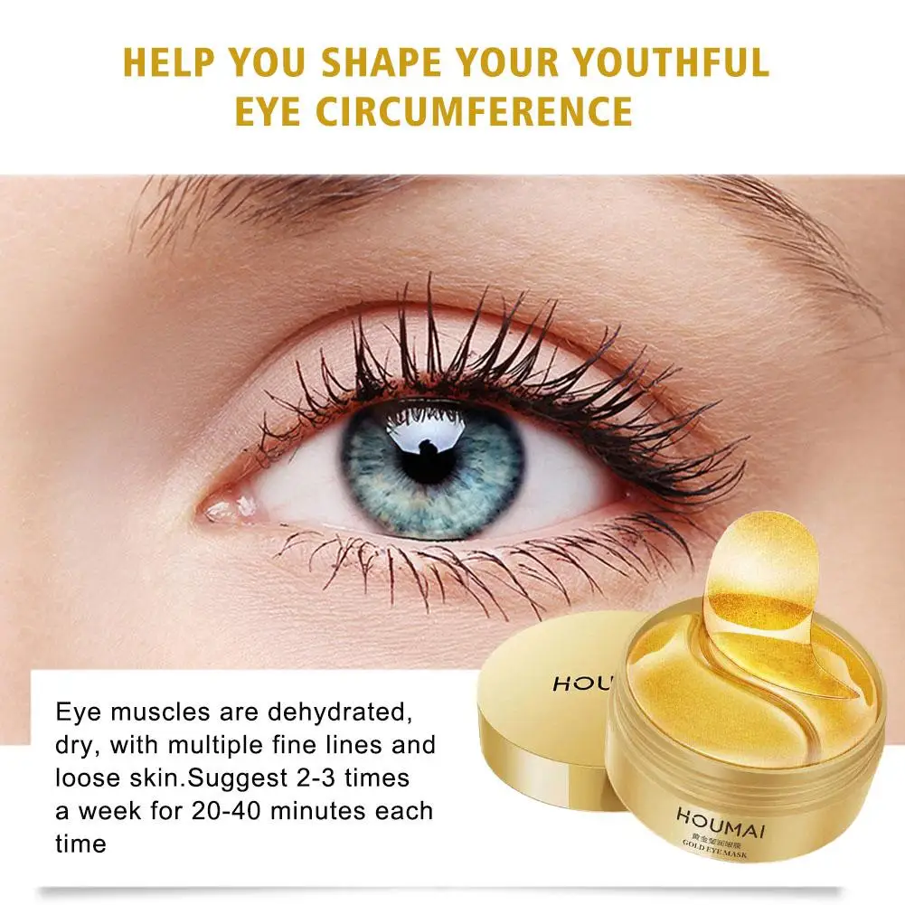 

24K Gold Eye Gel Pads 30 Pairs Eye Mask Under Eye Patches For Dark Circle & Puffiness Moisturizing With Collagen Hyaluronic P2K4