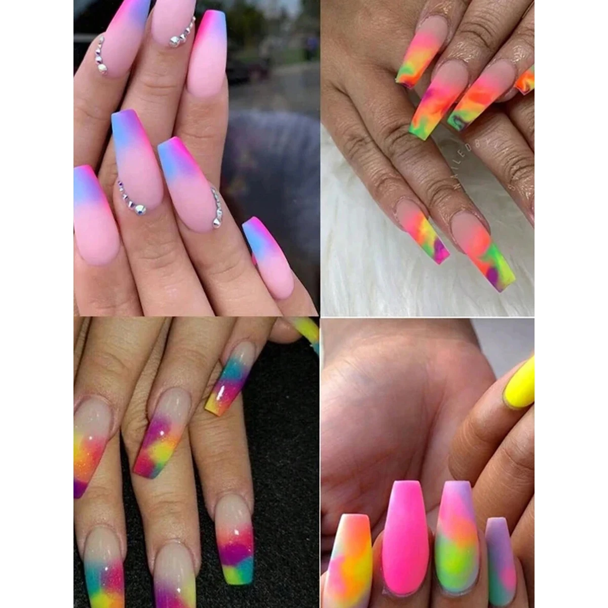 1 セット 6 色蛍光マニキュアグリッターパウダーネオンクリスタルパウダーアクリルキット光沢のあるブラシクロームネイルアート作成ツール