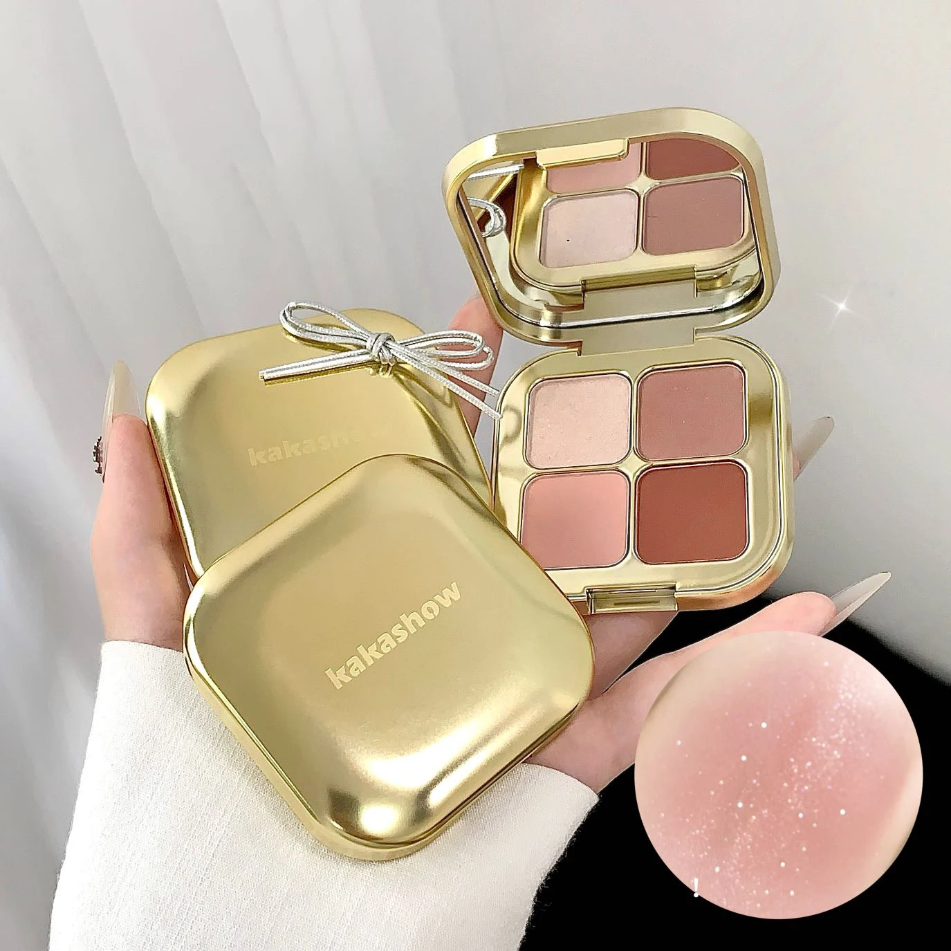 Kakashow Resaltador de brillo nacarado paleta de sombras de ojos deslumbrante Desarrollo de color duradero, resistente al sudor y al agua