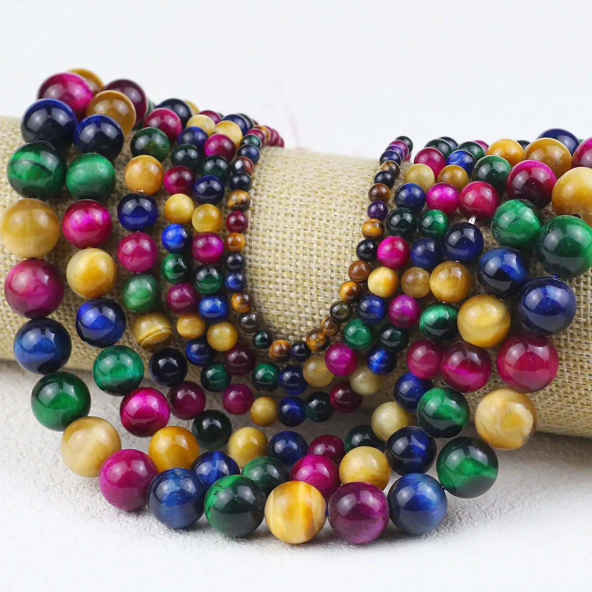 

4-12mm Colored Tiger's Eye Stone Spacer Loose Natural Beads For Jewelry Bracelets Necklace Eardrop Making DIY Accessories Findin