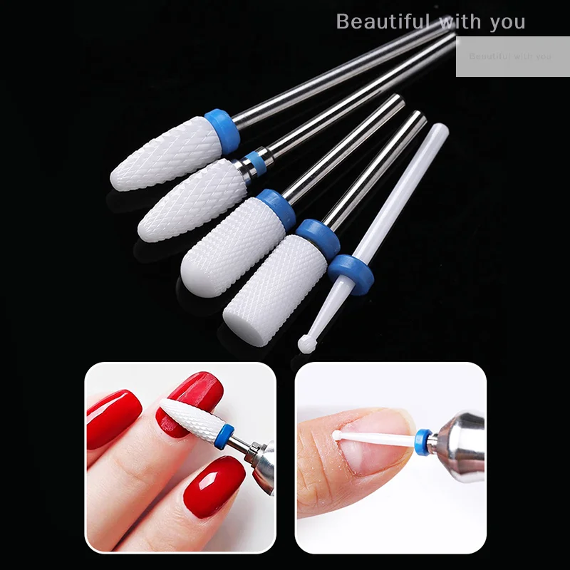 5 stks/set Keramische Nagelboren Voor Elektrische Boor Manicure Pedicure Gereedschap Nagelpolijstmachine Accessoires Apparatuur