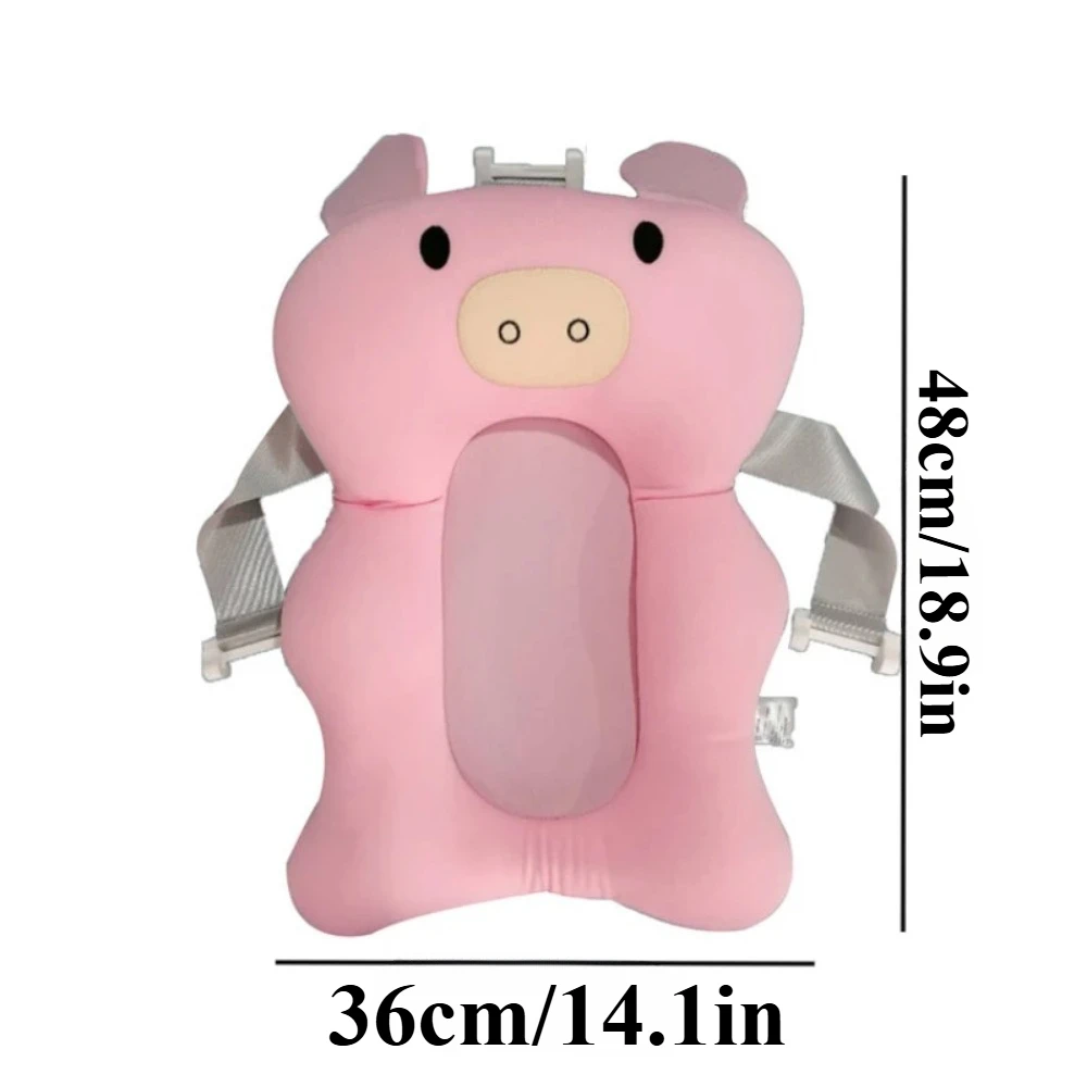 Cuscino per sedile per vasca da bagno per bambini Tappetino da bagno per neonato Cuscino di supporto per sedile da bagno per neonato Cuscino da bagno per neonato Simpatico maiale cartone animato