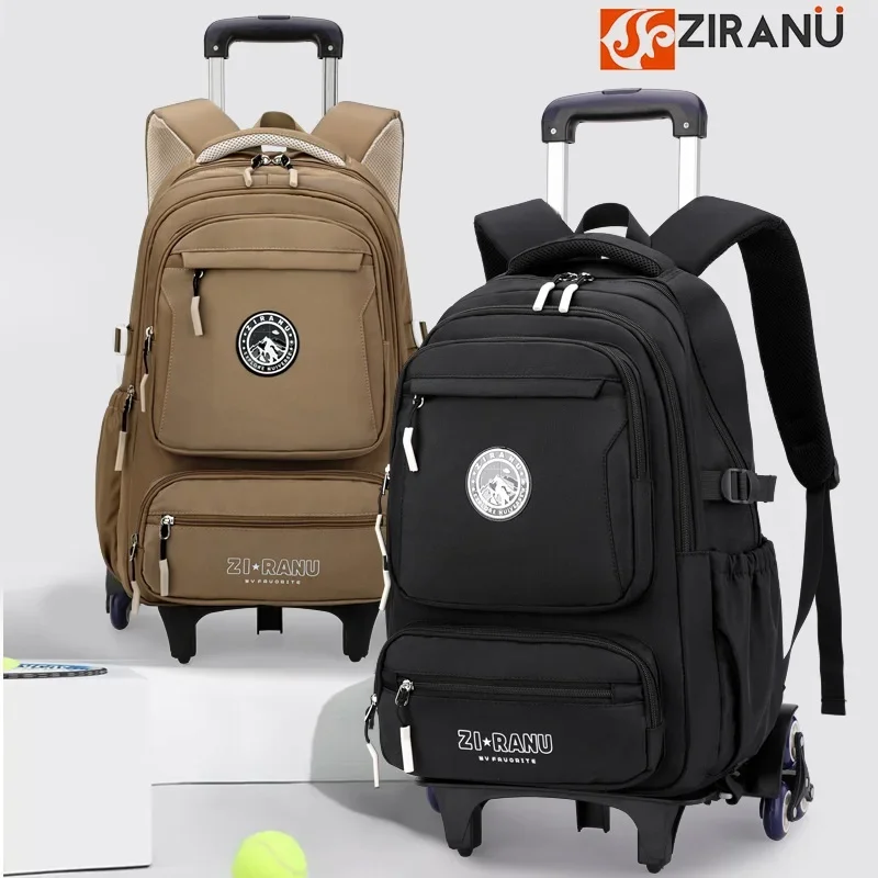 

New Solid Color Elemetary Rolling Backpack Kids Wheeled School BookBag Trolley Backpack with Wheels for Boys Mochilas De Hombre