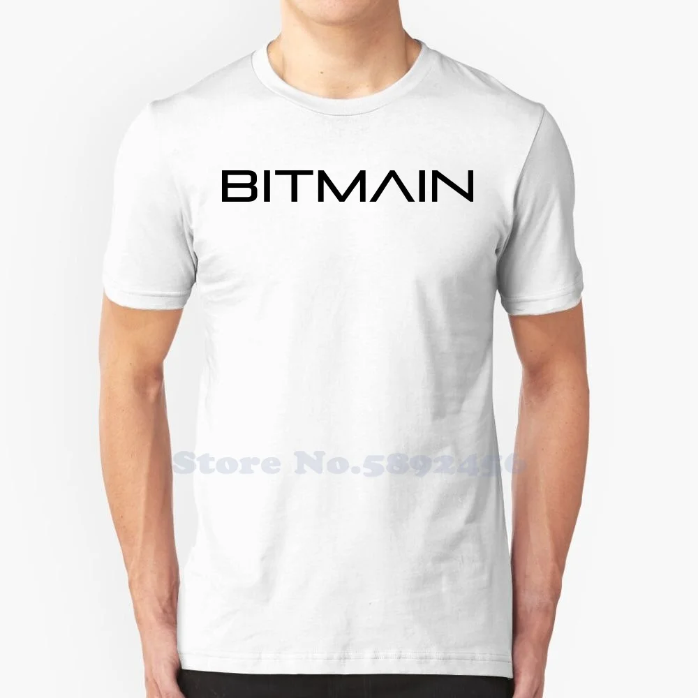 

Повседневная Уличная одежда Bitmain, футболка с принтом логотипа, графическая футболка из 100% хлопка