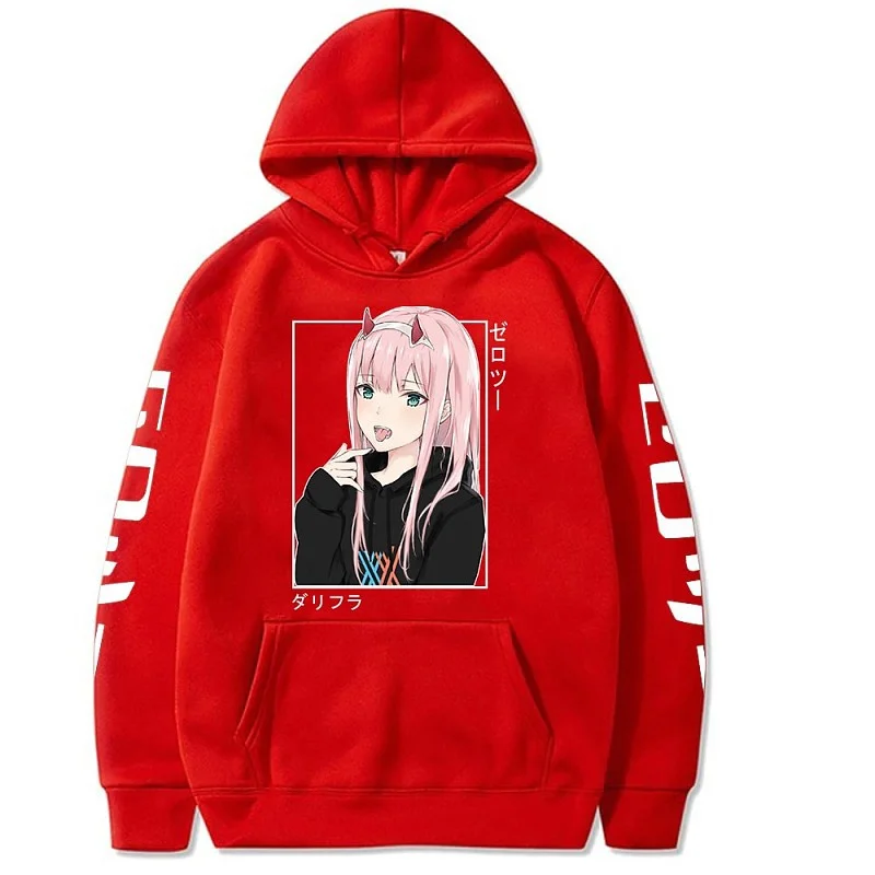 New Anime Zero Two Hoodies Harajuku Casual Streetwear Graphic Sweatshirts Unisex Hoodies