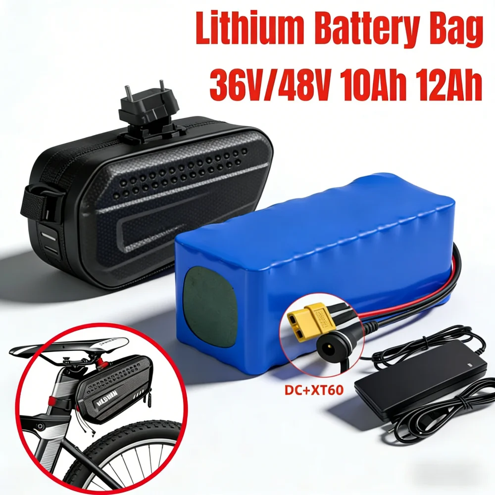 

36V/48V 10Ah 12Ah Lithium Battery Pack for Bicycles Scooters Packaged with Waterproof Bag with charger