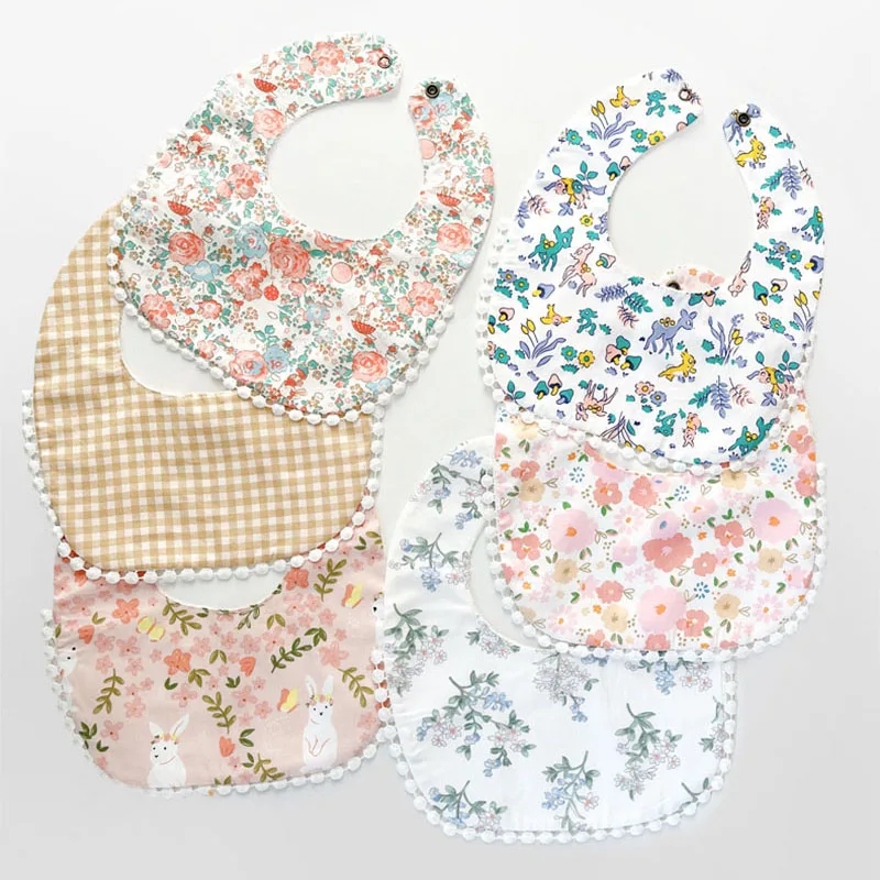 

Cotton Baby Bibs Cartoon Floral Printed Saliva Towel for Baby Boys Girls Feeding Burp Cloth Bibs Newborn Infant Cute Bibs Babies