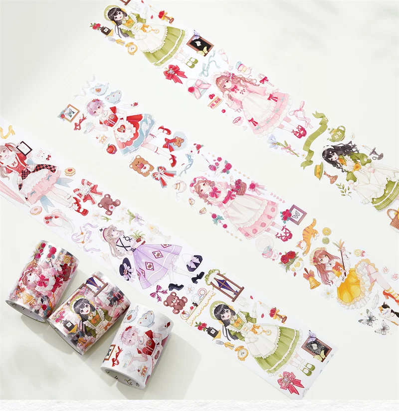 Canada WT Masking Tape Washi/PET Tapes Lovely Teatime Delights Wide Washi Shiny PET Tape Journaling Decorative Stickers 6cmx5M