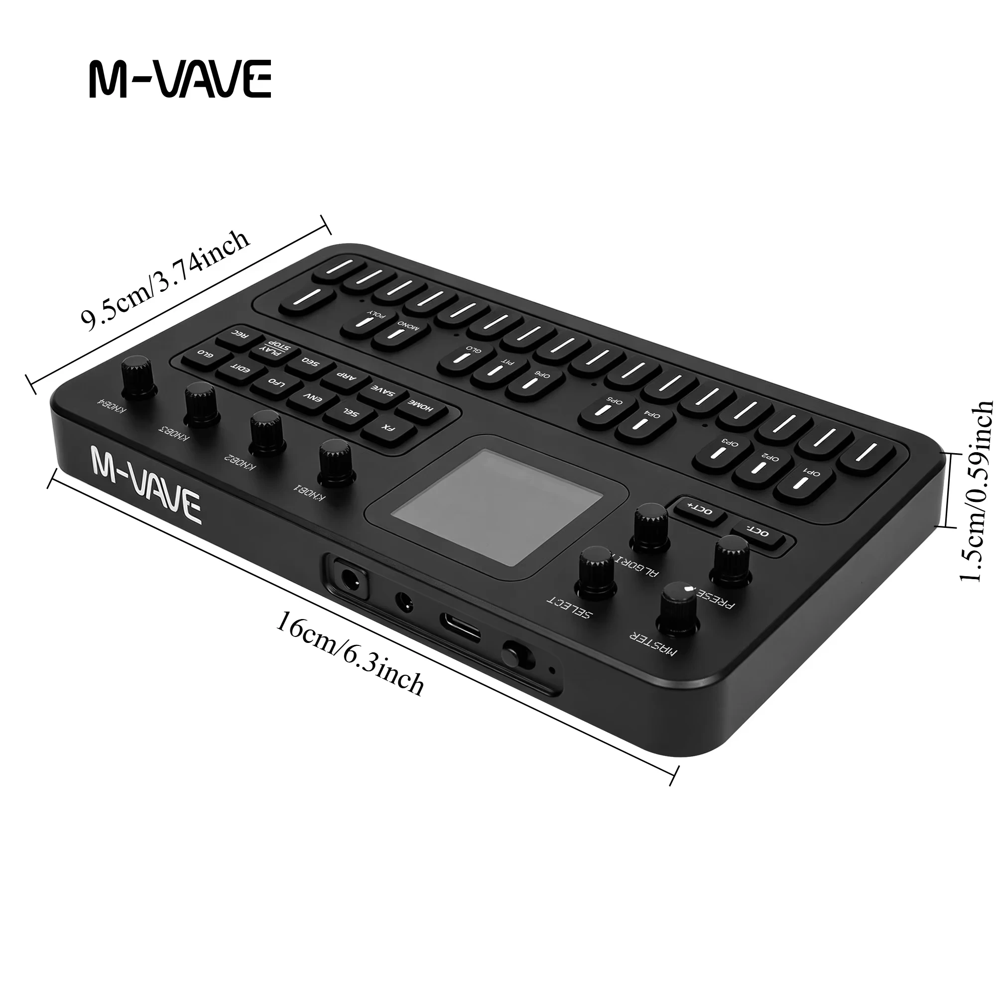 M-VAVE NEW FM-1 휴대용 FM 신디사이저 6-오퍼레이터 32-알고리즘 128 프리셋 내장 스피커 블루투스 MIDI 12시간 배터리 썸네일 3