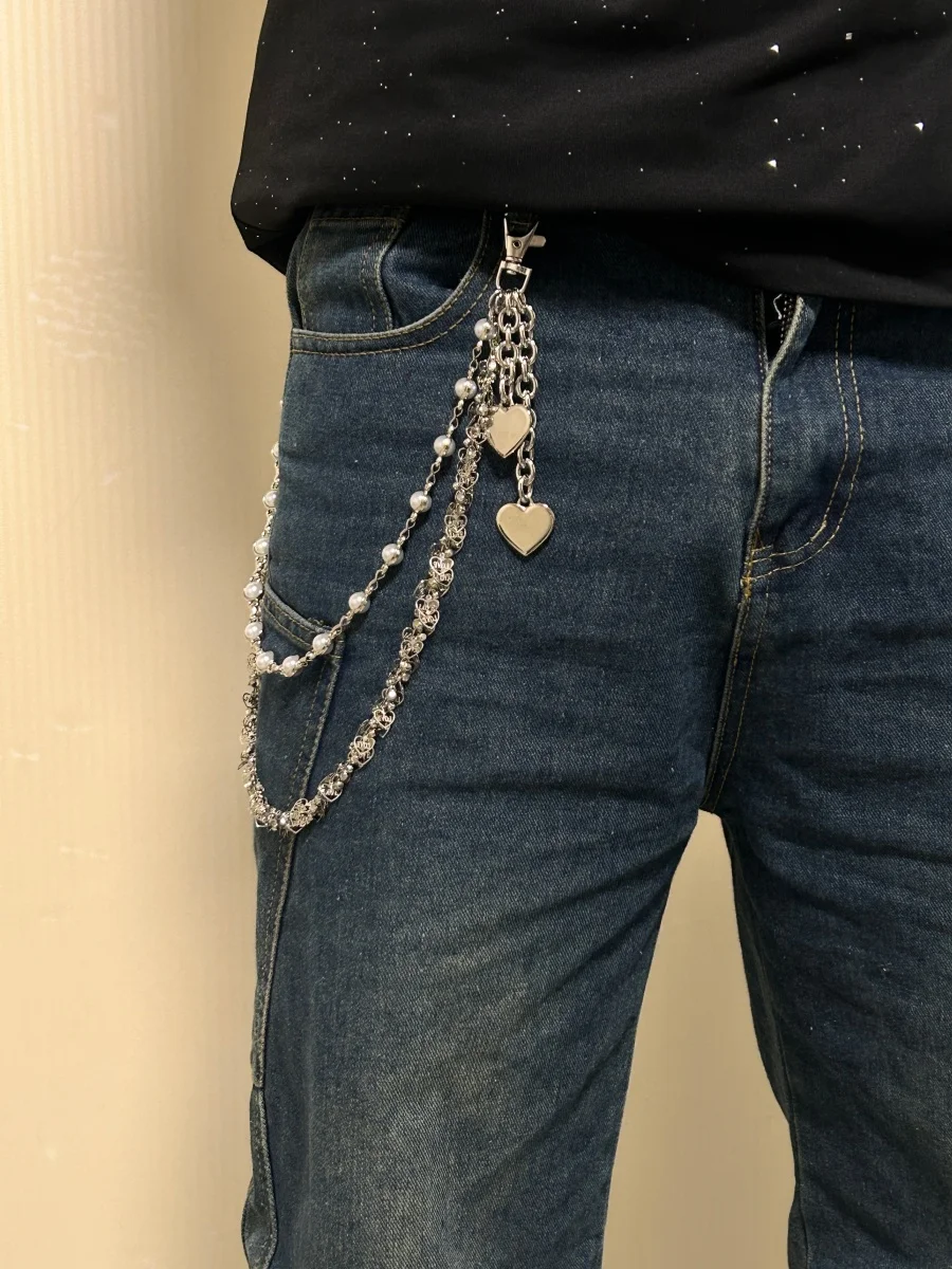 DIY Stainless Steel Heart Shape Chain Pants Fashionable Men And Women Luxury Accessories  Y2K  Multi-Functional Chain For Bag