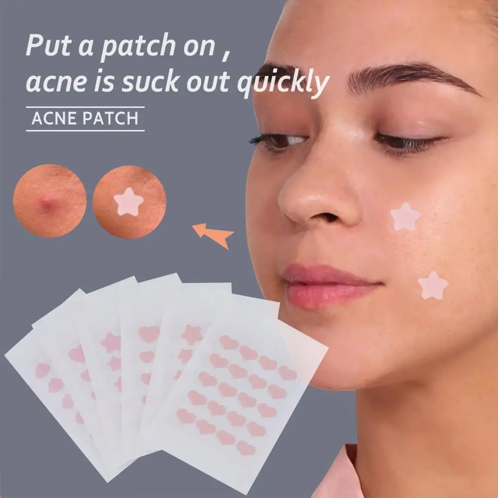 Star and Heart Pimple Patch para remoção de acne, adesivos coloridos e invisíveis para a pele, corretivo Face Spot, Beauty Makeup Tool, 1 folha