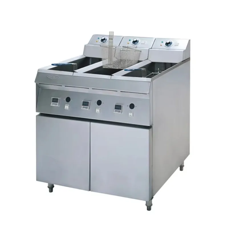 

Commercial Stainless Steel Freestanding 1-Tank 2-Basket Commercial Deep Fish and Potato Chips Fryer