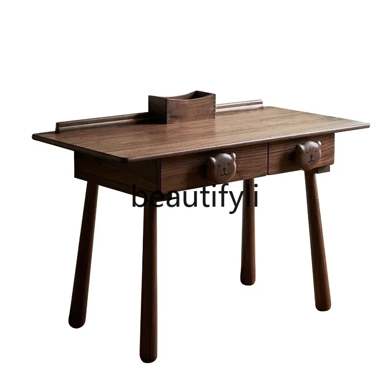 XZQNorth American black walnut, all solid wood study table bedside table computer table modern and simple