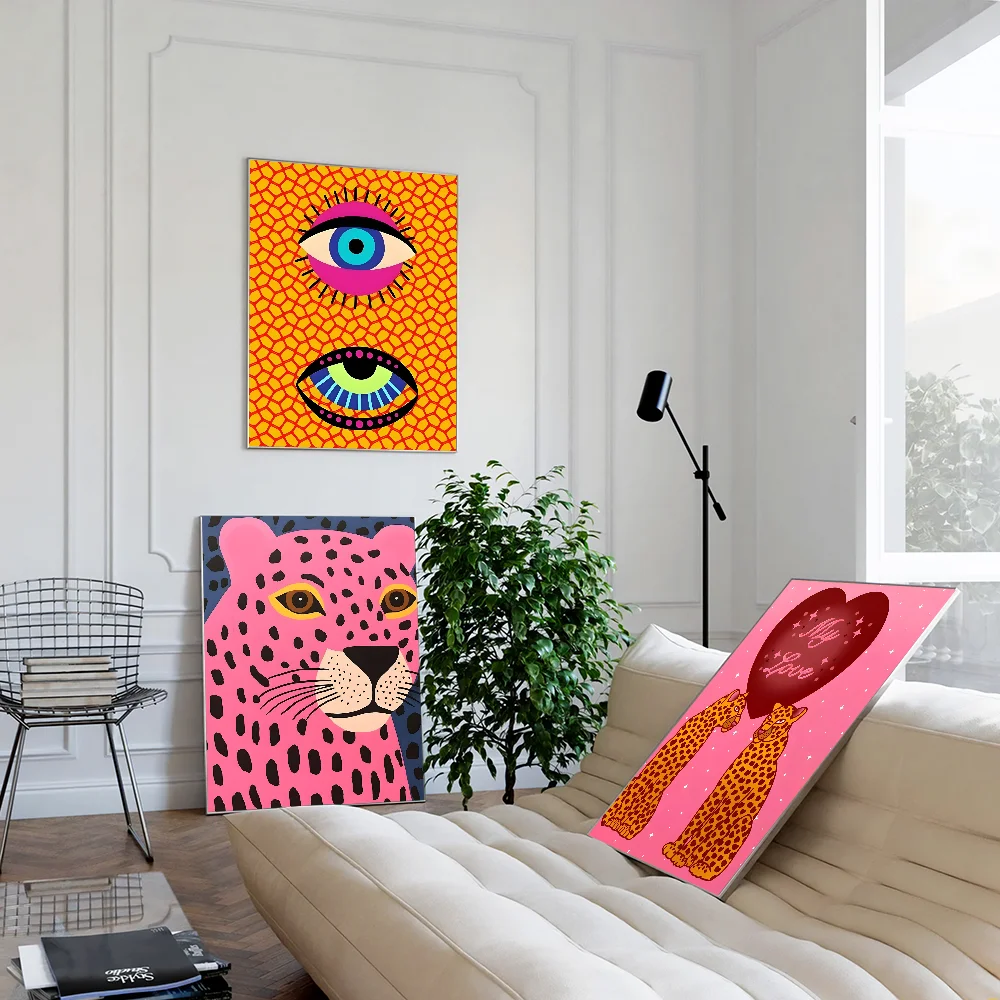 Wild Leopard Tiger Vase Flower Girl Power Posters Waterproof Paper Sticker DIY Vintage Coffee House Bar Decor Art Wall Stickers