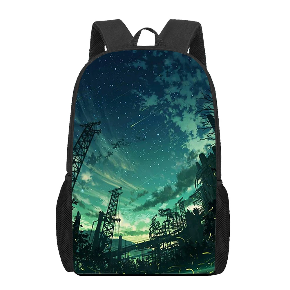 Art Anime Landscape illustration 3D Print School Bags for Teenage Girls Boys Casual Children Bookbags Backpacks Student Book Bag
