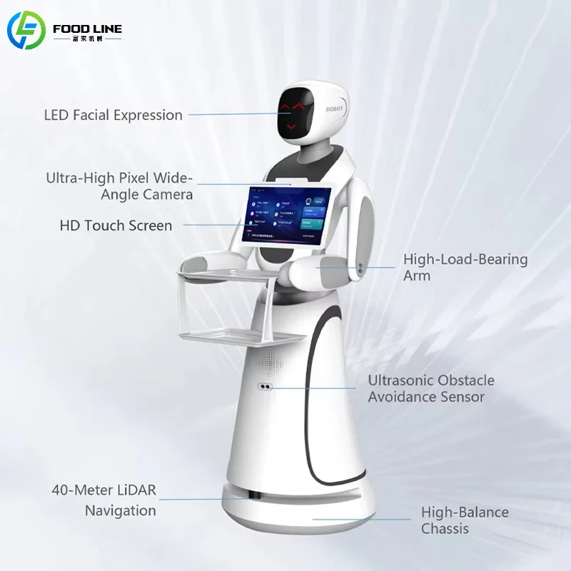 Customized Smart Restaurant Delivery Robot High-Load Arm Obstacle Avoidance Sensor HD Touch Screen Device