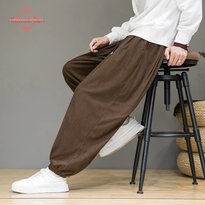 Autumn Winter Pants Men Comfortable Warm Corduroy Mens Pants Japanese Retro Loose Plus Size Casual Pants Baggy Pants