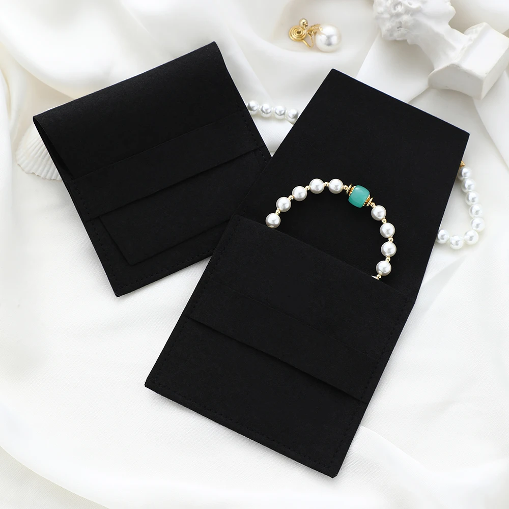 Black Velvet Microfiber Jewellery Packaging Pouches Jewelry Necklace Rings Organizer Pouch Wedding Favor Chic Cosmetic Bag