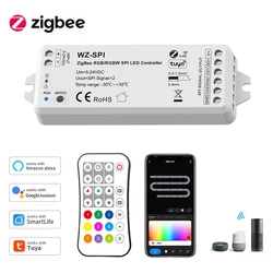 DC5-24V Tuya Zigbee SPI LED Controller WS2812B WS2811 TM1803 TM1804 SK6812 Pixel Strip Light Voice Control for Alexa Google Home