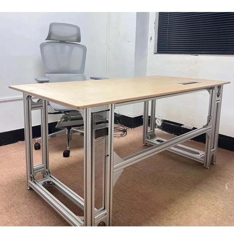 

Single person computer desk, birch aluminum profile long table, conference table