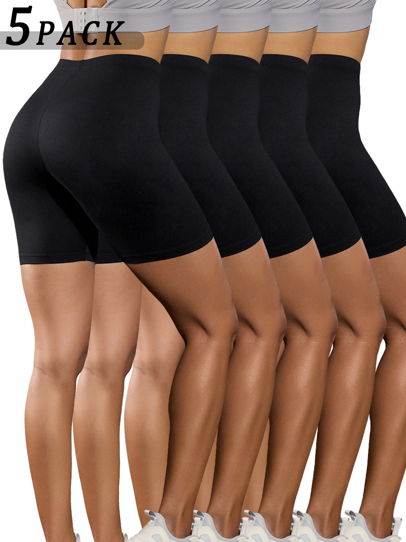 

5 шт. женских непрозрачных шорт-байкеров, очень мягкие, для йоги, бега, тренировок, дома и отдыха