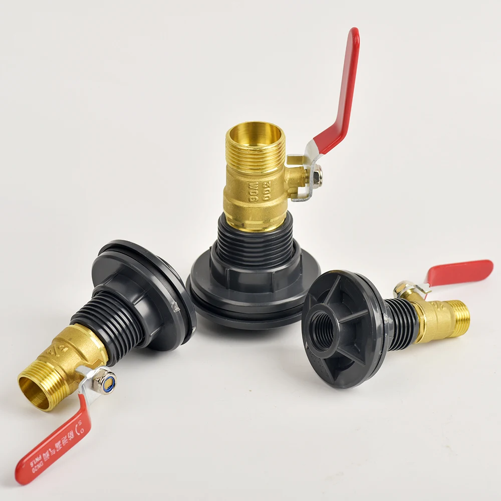 PVC Bulkhead Fitting Adapters with Brass Valve To 1/2\