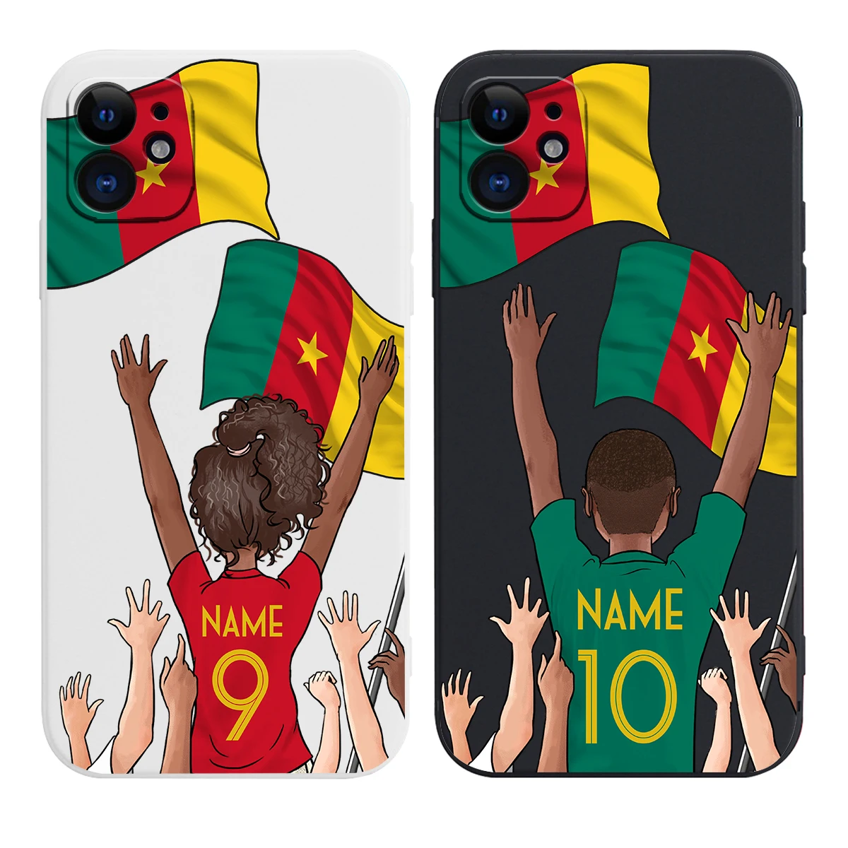 Costom Cameroon Flag Football Soccer Jersey Cover Case for iPhone 15 14 Pro Max 13 12 11 Mini X XS XR 7 8 6S Plus SE