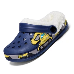 Cartoon Kinderschuhe Winter Junge Hausschuhe niedlichen Bagger Dinosaurier Kleinkind Plüsch Schuhe Indoor warme Baumwolle Wohnungen Hausschuhe für Jungen