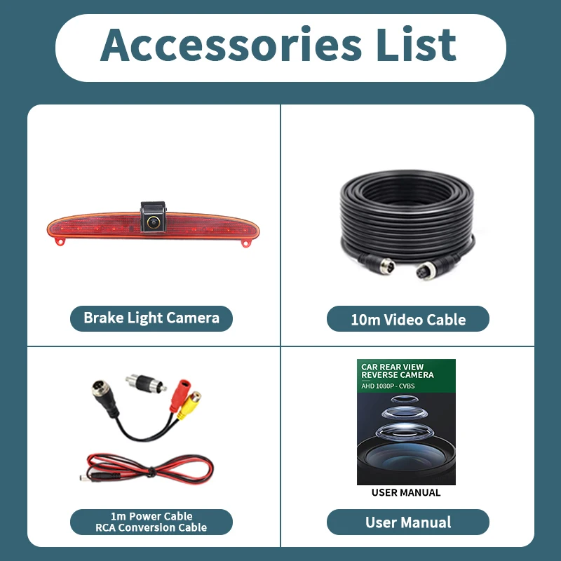 AHD 1080P عدسة ذهبية سيارة الفرامل ضوء كاميرا الرؤية الخلفية ل ايفيكو يوميا 2015-2017 شاحنة فان للرؤية الليلية مقاوم للماء #6