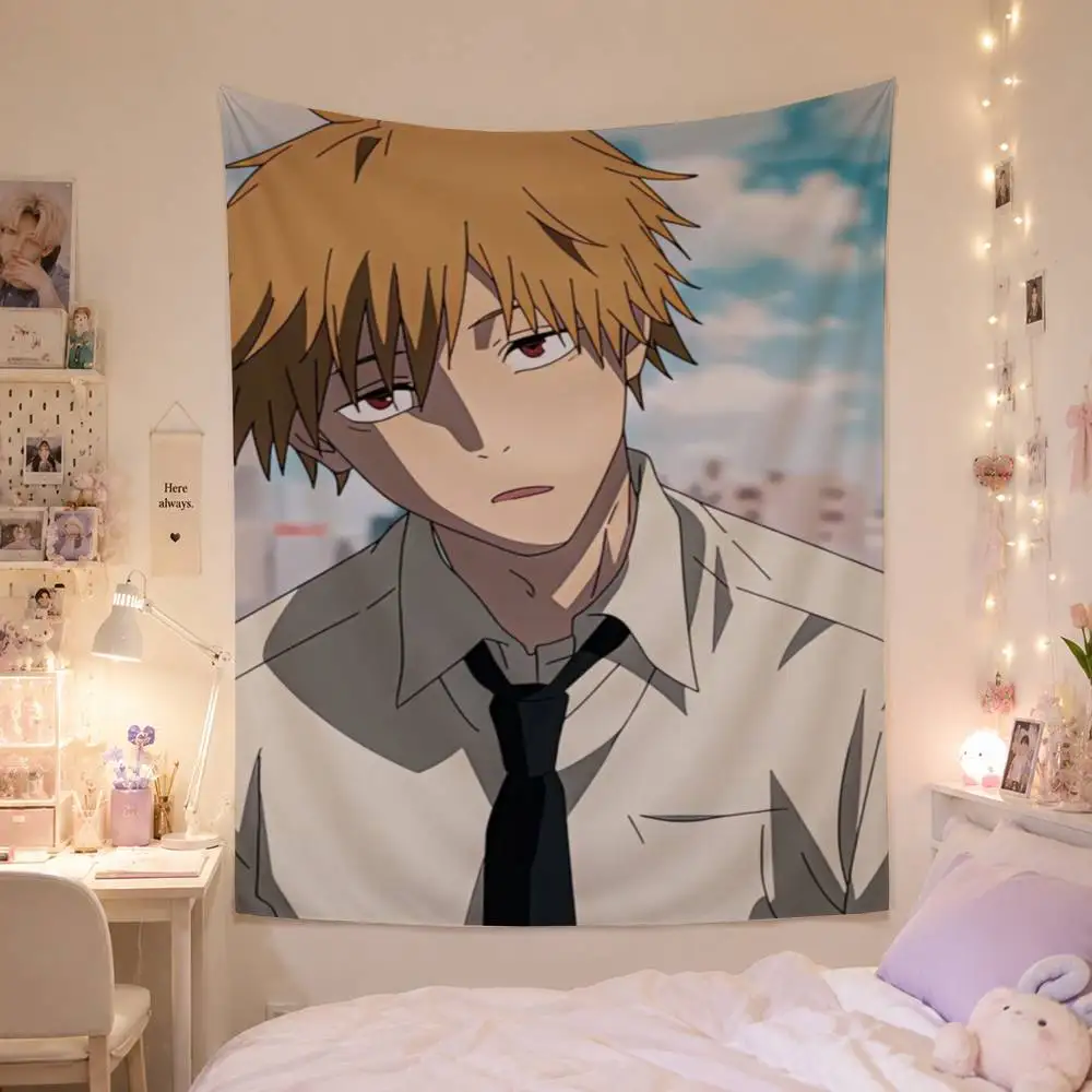 Anime C-Chainsaw M-Man Denji Tapestry Background Hanging Cloth Bedroom Room Decor Aesthetic Tapestry Wall Party