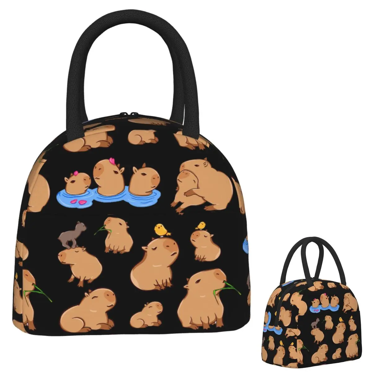

Capybara Pattern Insulated Lunch Bag for Women Kids Leakproof Food Boxes Thermal Lunch Box Tote