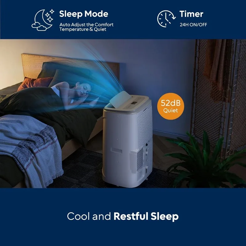 مكيف هواء محمول 14000 وحدة حرارية بريطانية تيار متردد محمول مع تسخين، 4 أوضاع مكيفات هواء للغرفة الكبيرة حتى 650 متر مربع