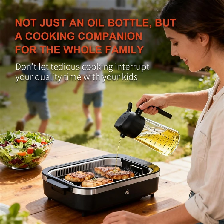 LMETJMA 2-in-1 Olivenöl-Spenderflasche, auslaufsichere Glas-Olivenölsprühflasche, Küchen-Ölsprühflasche für Heißluftfritteuse, Salat, BBQ – Detail 11