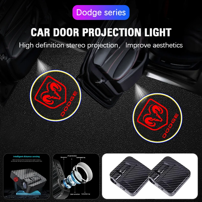 2 قطعة دودج HD باب السيارة ترحيب ضوء جهاز عرض (بروجكتور) ل دودج تشالينجر شاحن رحلة رام دورانجو SRT دارت رحلة الانتقام #3