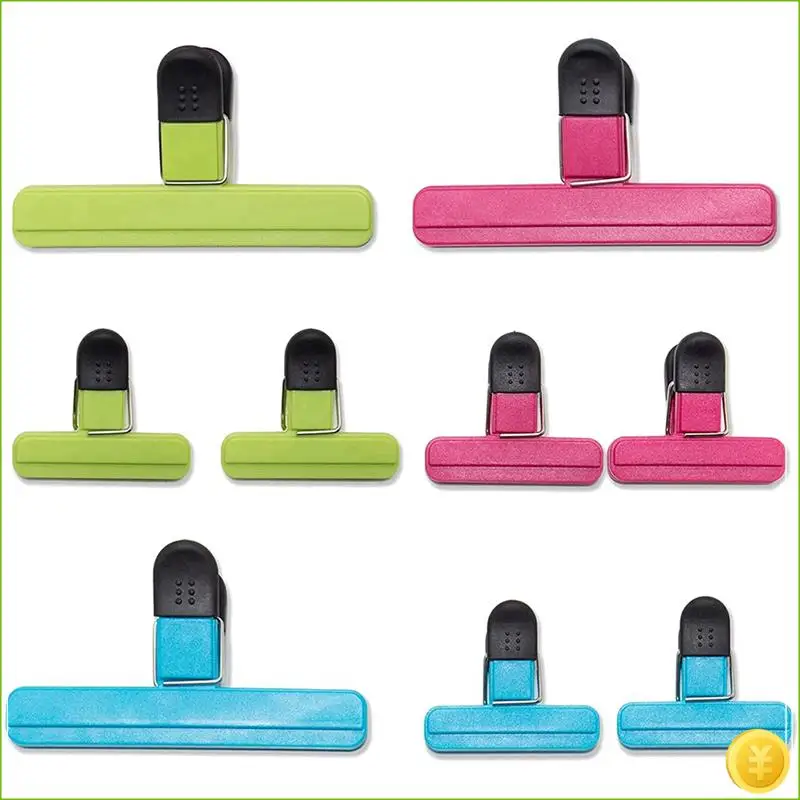 9 Pack Food Bag Clips Kitchen Clips Chip Bag Sealing Clips (3 BIG & 6 Small Size )