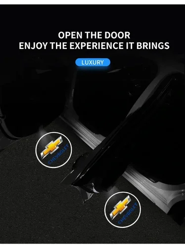 Imagen 1 del producto 2 uds apto para Chevrolet Silverado Impala Malibu Equinox CruzeCamaro proyector LED de puerta de coche accesorios de luz de sombra fantasma de bienvenida