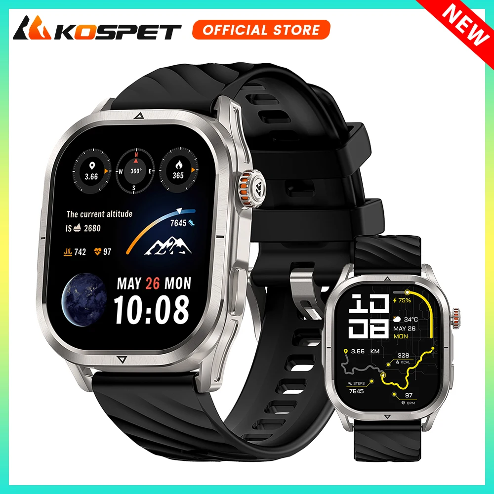 

2025 KOSPET MAGIC P10 GPS Smartwatch For Men Anti-Fingerprint AMOLED Screen Dual-Band GNSS IP69K 5ATM Waterproof 180+ Sport Mode