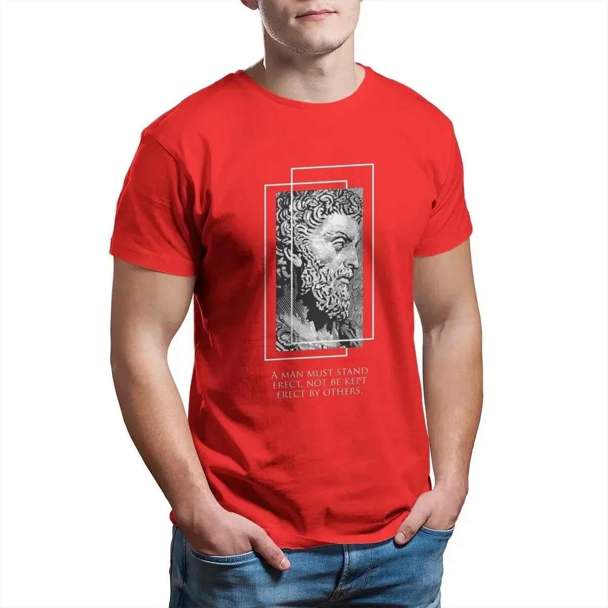 Stoic Marcus Aurelius Tshirt Motivational Quote Greek Philosophy T-Shirt for Men Funny Pure Cotton Tees Printed Clothing