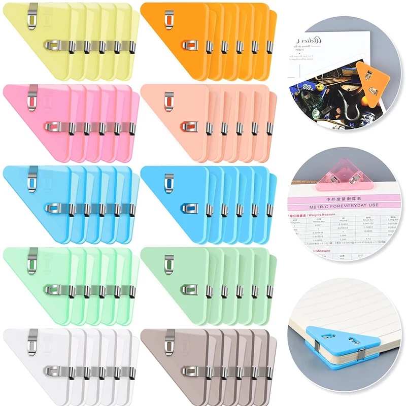 

5/1PCS Corner Paper Clips Triangle File Corner Clip Bookmark Colorful Document Clip Protection Office Classroom Students Reading